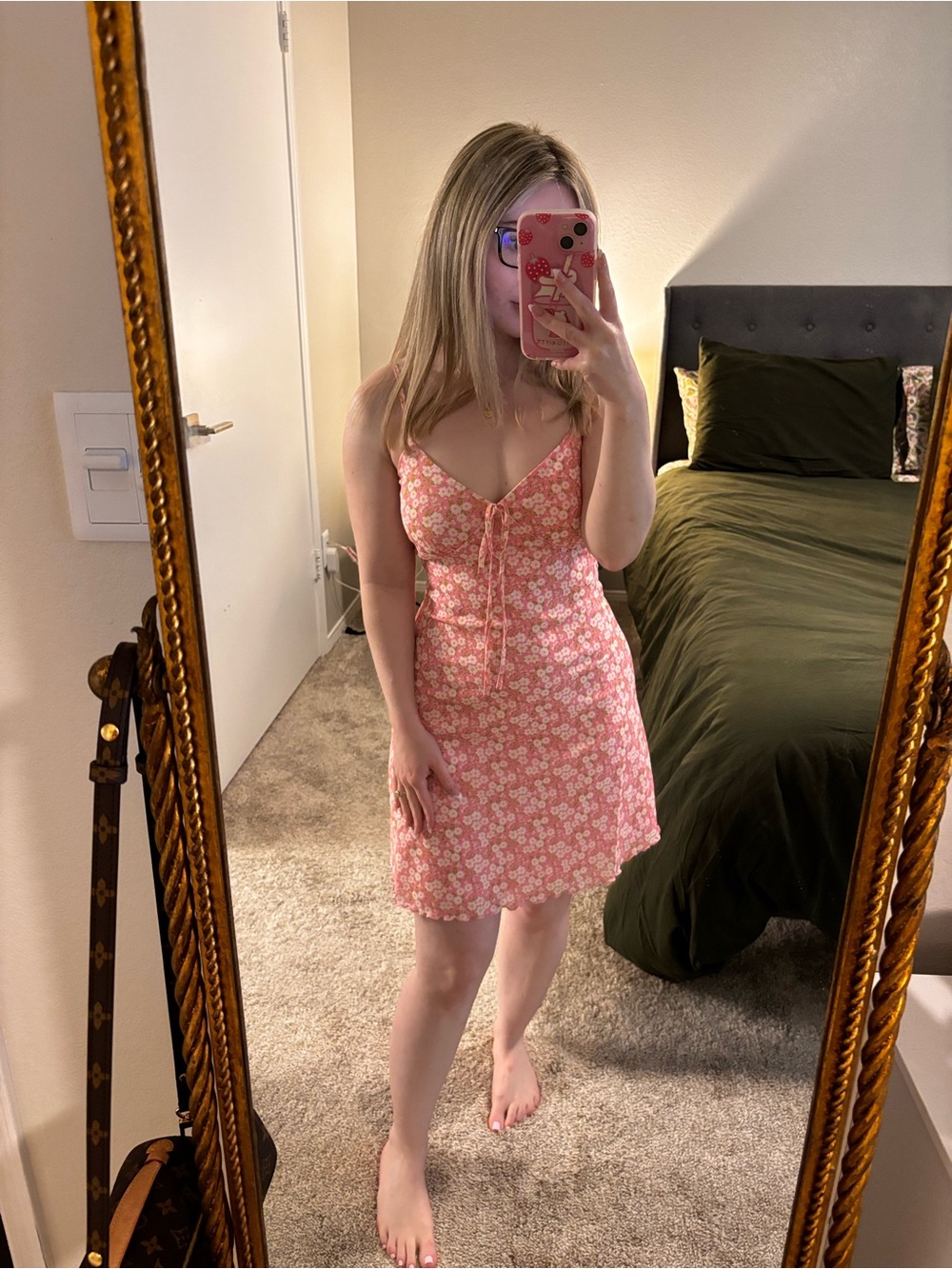 Forever 21 Pink Floral Tie-Front Slip Dress